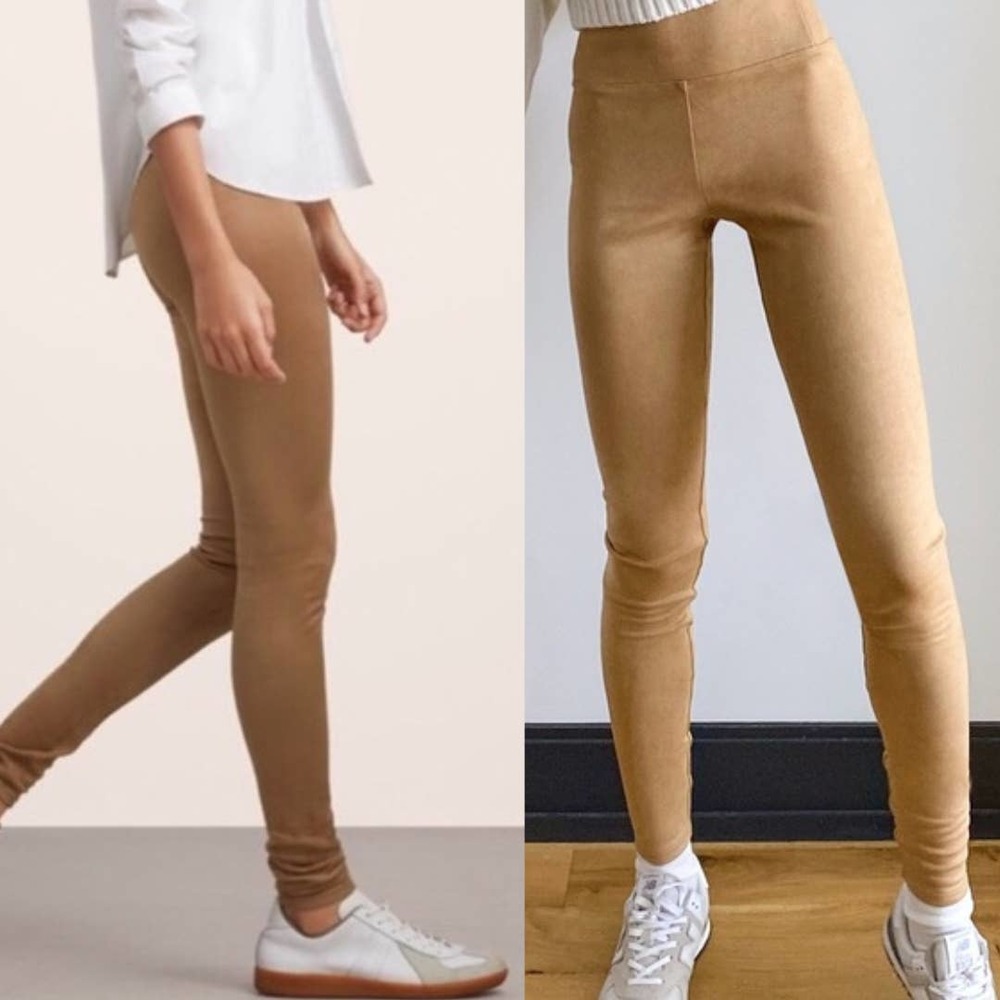 Wilfred Free Daria Tan Vegan Faux-suede Legging Pants Extra Small XS Super Soft